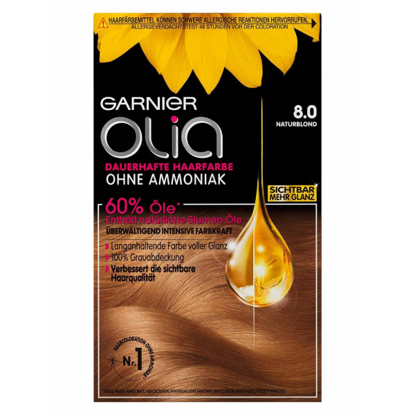 Garnier Olia Haarfarbe 4.0 Dunkelbraun – ölbasierte Coloration Ohne Ammoniak, Mit Grauabdeckung