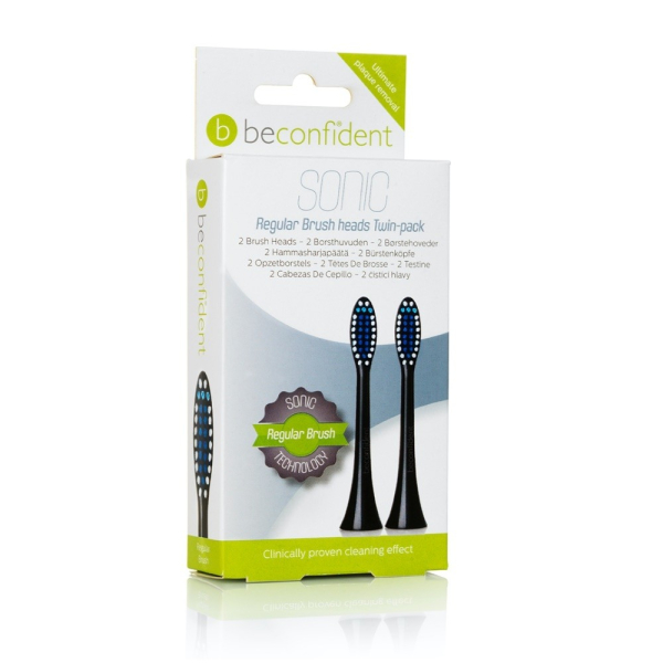 Beconfident Sonic Toothbrush heads 2-pack Regular Black, 1 Set