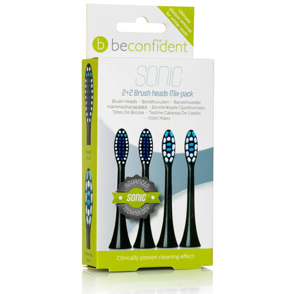 Beconfident Sonic Toothbrush heads Mix-pack Regular/Whitening Black, 1 Set