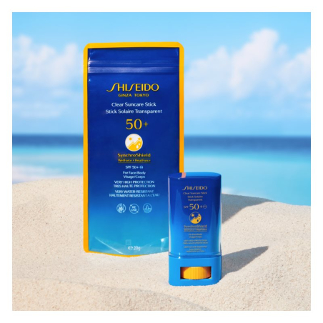 Shiseido Sun Care Clear Stick UV Protector WetForce, Lokalpflege gegen Sonnenschein, SPF 50+, 20 g